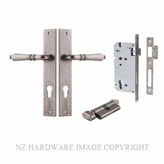 IVER 13700KENTR60KT SARLAT KEY-TURN ENTRANCE LOCK KITSET RECTANGULAR PLATE DISTRESSED NICKEL