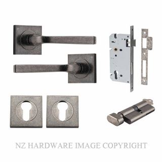 IVER 0397KENTR60KT ANNECY KEY-TURN ENTRANCE LOCK KITSET SQUARE ROSE DISTRESSED NICKEL