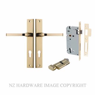 IVER 10208KENTR60KT ANNECY KEY-TURN ENTRANCE LOCK KITSET RECTANGULAR PLATE POLISHED BRASS