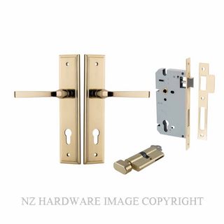 IVER 10244KENTR60KT ANNECY KEY-TURN ENTRANCE LOCK KITSET STEPPED PLATE POLISHED BRASS