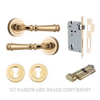 IVER 0310KENTR60KT VERONA KEY-TURN ENTRANCE LOCK KITSET ROUND ROSE POLISHED BRASS