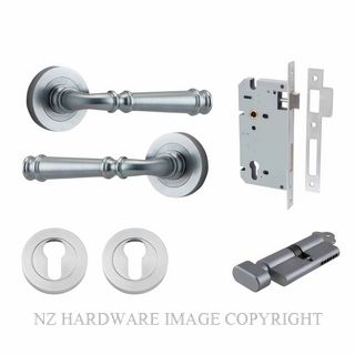 IVER 0315KENTR60KT VERONA KEY-TURN ENTRANCE LOCK KITSET ROUND ROSE BRUSHED CHROME