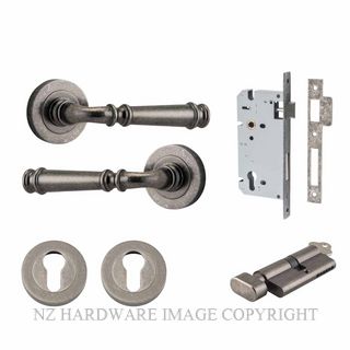 IVER 0317KENTR60KT VERONA KEY-TURN ENTRANCE LOCK KITSET ROUND ROSE DISTRESSED NICKEL