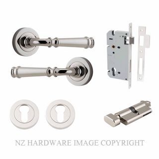 IVER 0318KENTR60KT VERONA KEY-TURN ENTRANCE LOCK KITSET ROUND ROSE POLISHED NICKEL