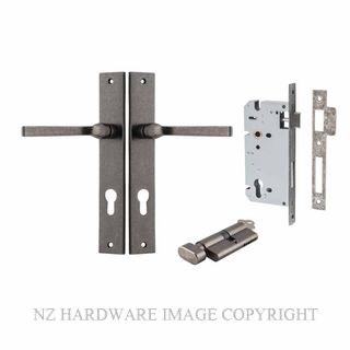IVER 13708KENTR60KT ANNECY KEY-TURN ENTRANCE LOCK KITSET RECTANGULAR PLATE DISTRESSED NICKEL