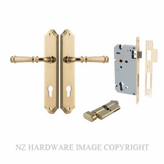 IVER 10218KENTR60KT VERONA KEY-TURN ENTRANCE LOCK KITSET SHOULDERED PLATE POLISHED BRASS