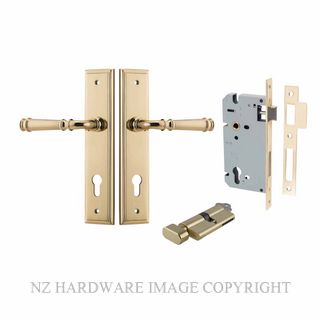 IVER 10242KENTR60KT VERONA KEY-TURN ENTRANCE LOCK KITSET STEPPED PLATE POLISHED BRASS