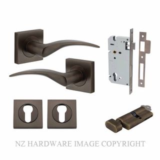 IVER 0281KENTR60KT OXFORD KEY-TURN ENTRANCE LOCK KITSET SQUARE ROSE SIGNATURE BRASS