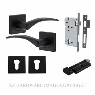 IVER 0283KENTR60KT OXFORD KEY-TURN ENTRANCE LOCK KITSET SQUARE ROSE MATT BLACK