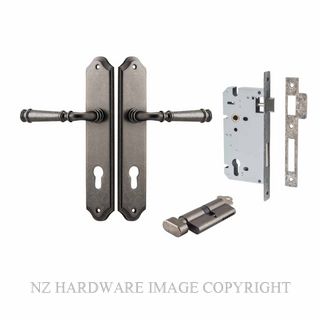 IVER 13718KENTR60KT VERONA KEY-TURN ENTRANCE LOCK KITSET SHOULDERED PLATE DISTRESSED NICKEL