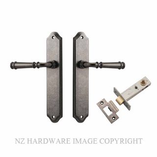 IVER 13718KPASS60 VERONA PASSAGE LATCH KITSET SHOULDERED PLATE DISTRESSED NICKEL