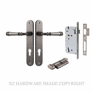 IVER 13730KENTR60KT VERONA KEY-TURN ENTRANCE LOCK KITSET OVAL PLATE DISTRESSED NICKEL