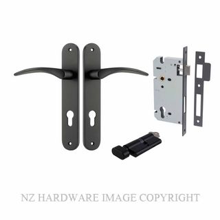 IVER 12728KENTR60KT OXFORD KEY-TURN ENTRANCE LOCK KITSET OVAL PLATE MATT BLACK