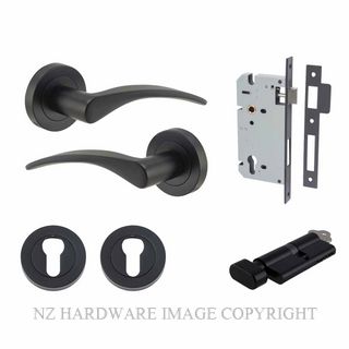 IVER 9223KENTR60KT OXFORD KEY-TURN ENTRANCE LOCK KITSET ROUND ROSE MATT BLACK