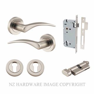 IVER 9229KENTR60KT OXFORD KEY-TURN ENTRANCE LOCK KITSET ROUND ROSE SATIN NICKEL