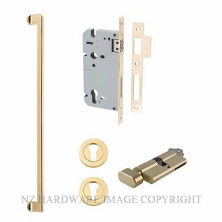 IVER 21300KENTR60KT BALTIMORE 635MM PULL HANDLE KEY-TURN ENTRANCE LOCK KITSET POLISHED BRASS