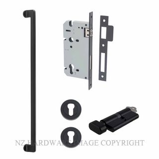 IVER 21303KENTR60KT BALTIMORE 635MM PULL HANDLE KEY-TURN ENTRANCE LOCK KITSET MATT BLACK