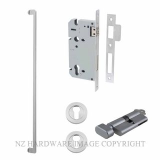 IVER 21305KENTR60KT BALTIMORE 635MM PULL HANDLE KEY-TURN ENTRANCE LOCK KITSET BRUSHED CHROME