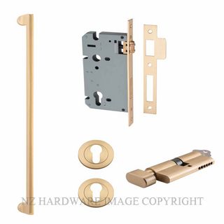 IVER 21306KENTR60KT BALTIMORE 635MM PULL HANDLE KEY-TURN ENTRANCE LOCK KITSET BRUSHED BRASS
