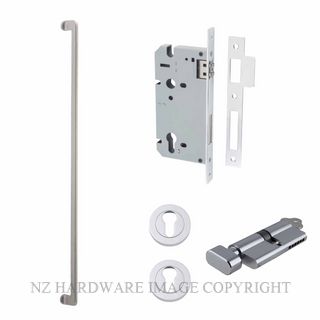 IVER 21309KENTR60KT BALTIMORE 635MM PULL HANDLE KEY-TURN ENTRANCE LOCK KITSET SATIN NICKEL