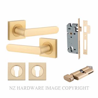 IVER 21186KENTR60KT OSAKA KEY-TURN ENTRANCE LOCK KITSET SQUARE ROSE BRUSHED BRASS