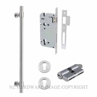 IVER 20706KENTR60KT HELSINKI 560MM PULL HANDLE KEY-TURN ENTRANCE LOCK KITSET BRUSHED CHROME