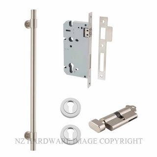 IVER 20710KENTR60KT HELSINKI 560MM PULL HANDLE KEY-TURN ENTRANCE LOCK KITSET SATIN NICKEL