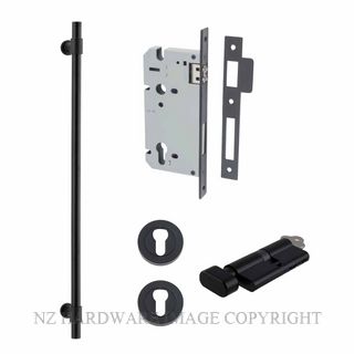 IVER 20715KENTR60KT HELSINKI 710MM PULL HANDLE KEY-TURN ENTRANCE LOCK KITSET MATT BLACK