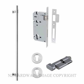 IVER 20717KENTR60KT HELSINKI 710MM PULL HANDLE KEY-TURN ENTRANCE LOCK KITSET BRUSHED CHROME