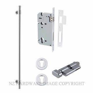 IVER 20716KENTR60KT HELSINKI 710MM PULL HANDLE KEY-TURN ENTRANCE LOCK KITSET CHROME PLATE