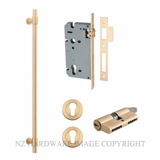 IVER 20718KENTR60KK HELSINKI 710MM PULL HANDLE KEY-KEY ENTRANCE LOCK KITSET BRUSHED BRASS