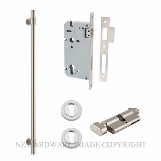 IVER 20721KENTR60KT HELSINKI 710MM PULL HANDLE KEY-TURN ENTRANCE LOCK KITSET SATIN NICKEL