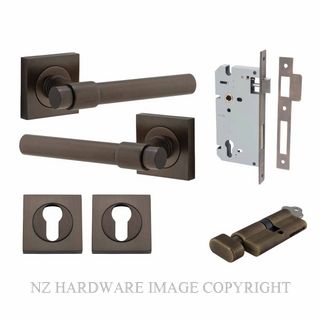 IVER 21201KENTR60KT HELSINKI KEY-TURN ENTRANCE LOCK KITSET SQUARE ROSE SIGNATURE BRASS