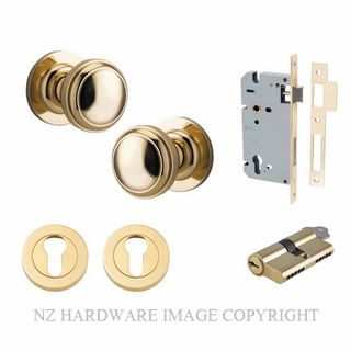IVER 0210KENTR60KK PADDINGTON KEY-KEY ENTRANCE LOCK KITSET ROUND ROSE POLISHED BRASS