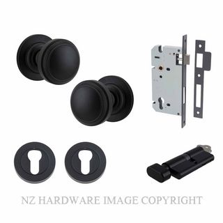 IVER 0213KENTR60KT PADDINGTON KEY-TURN ENTRANCE LOCK KITSET ROUND ROSE MATT BLACK