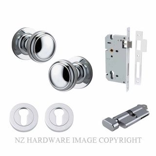 IVER 0214KENTR60KT PADDINGTON KEY-TURN ENTRANCE LOCK KITSET ROUND ROSE CHROME PLATE