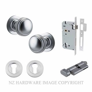 IVER 0215KENTR60KT PADDINGTON KEY-TURN ENTRANCE LOCK KITSET ROUND ROSE BRUSHED CHROME