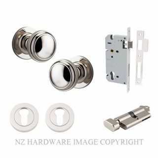 IVER 0218KENTR60KT PADDINGTON KEY-TURN ENTRANCE LOCK KITSET ROUND ROSE POLISHED NICKEL
