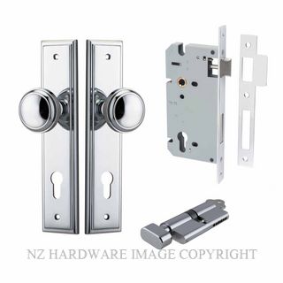 IVER 11838KENTR60KT PADDINGTON KEY-TURN ENTRANCE LOCK KITSET STEPPED PLATE CHROME PLATE