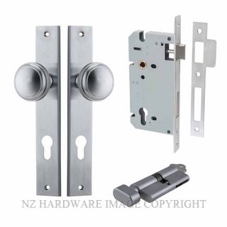 IVER 12320KENTR60KT PADDINGTON KEY-TURN ENTRANCE LOCK KITSET RECTANGULAR PLATE BRUSHED CHROME