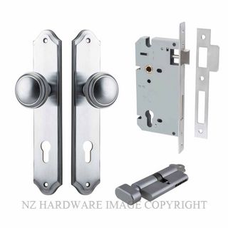 IVER 12326KENTR60KT PADDINGTON KEY-TURN ENTRANCE LOCK KITSET SHOULDERED PLATE BRUSHED CHROME