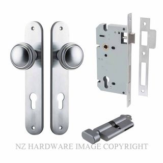 IVER 12332KENTR60KT PADDINGTON KEY-TURN ENTRANCE LOCK KITSET OVAL PLATE BRUSHED CHROME