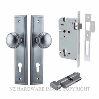 IVER 12338KENTR60KT PADDINGTON KEY-TURN ENTRANCE LOCK KITSET STEPPED PLATE BRUSHED CHROME
