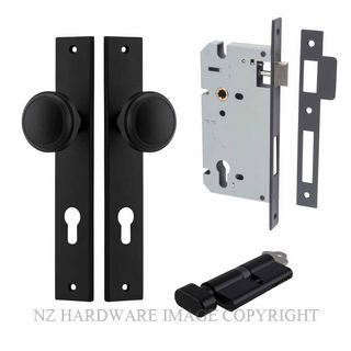 IVER 12820KENTR60KT PADDINGTON KEY-TURN ENTRANCE LOCK KITSET RECTANGULAR PLATE MATT BLACK