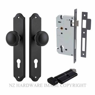 IVER 12826KENTR60KT PADDINGTON KEY-TURN ENTRANCE LOCK KITSET SHOULDERED PLATE MATT BLACK
