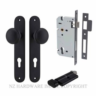 IVER 12832KENTR60KT PADDINGTON KEY-TURN ENTRANCE LOCK KITSET OVAL PLATE MATT BLACK