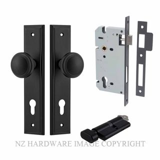 IVER 12838KENTR60KT PADDINGTON KEY-TURN ENTRANCE LOCK KITSET STEPPED PLATE MATT BLACK