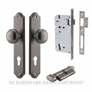IVER 13826KENTR60KT PADDINGTON KEY-TURN ENTRANCE LOCK KITSET SHOULDERED PLATE DISTRESSED NICKEL