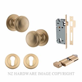 IVER 0253KENTR60KT PADDINGTON KEY-TURN ENTRANCE LOCK KITSET ROUND ROSE BRUSHED BRASS