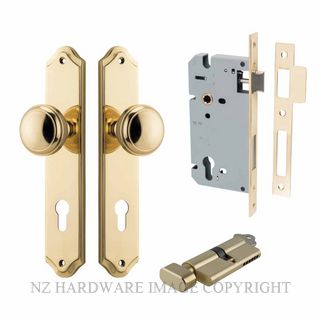 IVER 10326KENTR60KT PADDINGTON KEY-TURN ENTRANCE LOCK KITSET SHOULDERED PLATE POLISHED BRASS
